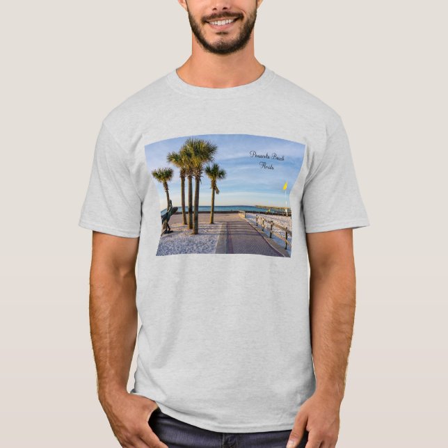 Paved Walkway para a camiseta masculina da praia d (Frente)