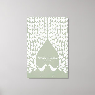 Pavões brancos que wedding canvas do guestbook