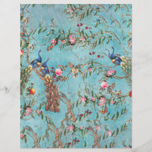 Pavões de vindima, papel de origami, rosa e azul