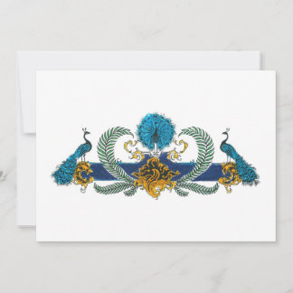 Pavões e coroas azuis e ouros