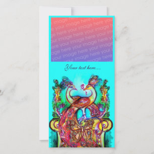 PAVÕES ENAMORADOS, vermelho azul turquesa verde