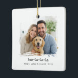 Paw-La-La-La - Ornamento Fotográfico Pet & Family<br><div class="desc">Um adorno de cerâmica quadrado para pais de estimação orgulhosos. A janela de fotos de pincel enquadra seu instantâneo favorito, com a legenda animada "Paw-La-La" abaixo e espaço para nomes e anos. O estilo preto-em-branco limpo lisonja qualquer árvore e faz um presente divertido para amantes de cães, novos adotivos ou...</div>