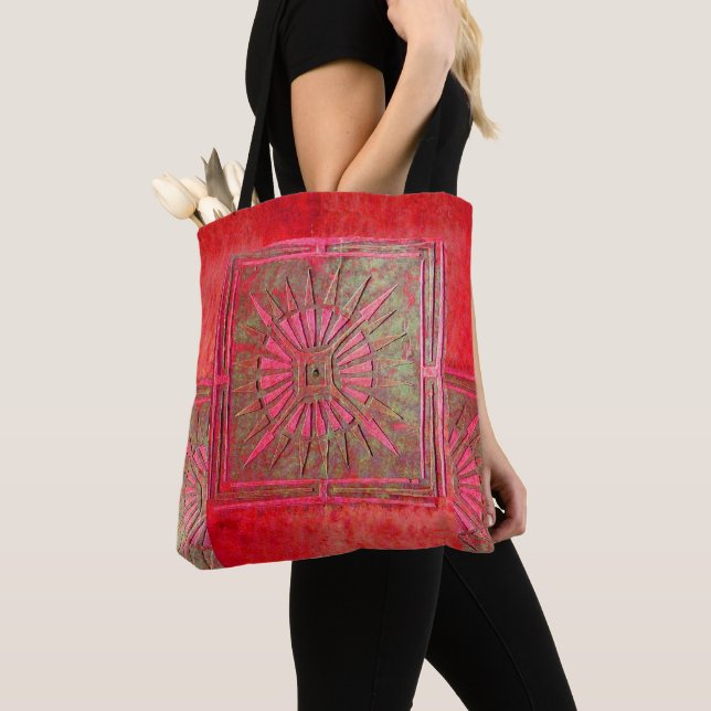 PAWNEE MORNING STAR, Red Green Tote Bag (Close Up)