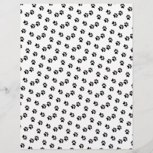 Pawprints preto e branco de papel frente e verso
