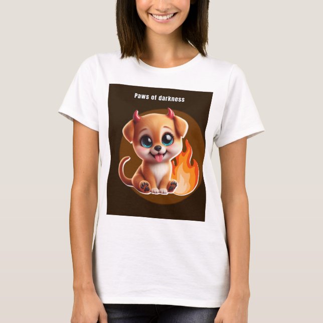 Paws of Darkness Fire Glow Dog T-Shirt – Dark  (Frente)