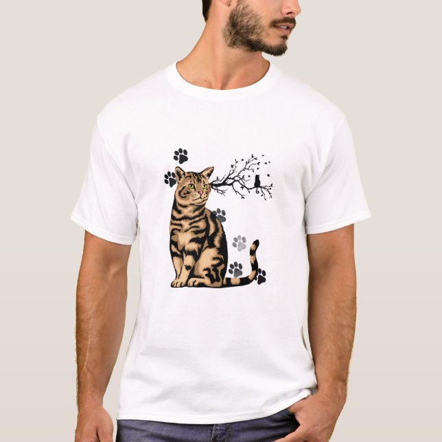 "Pawsitive Vibes" T-Shirt with Cat (Frente)