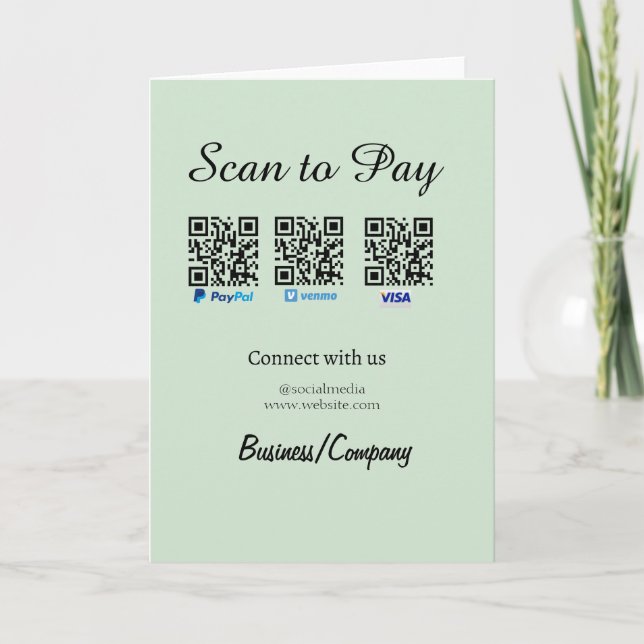 paypal venmo cartão visa scan para pagar QR mídia  (Frente)