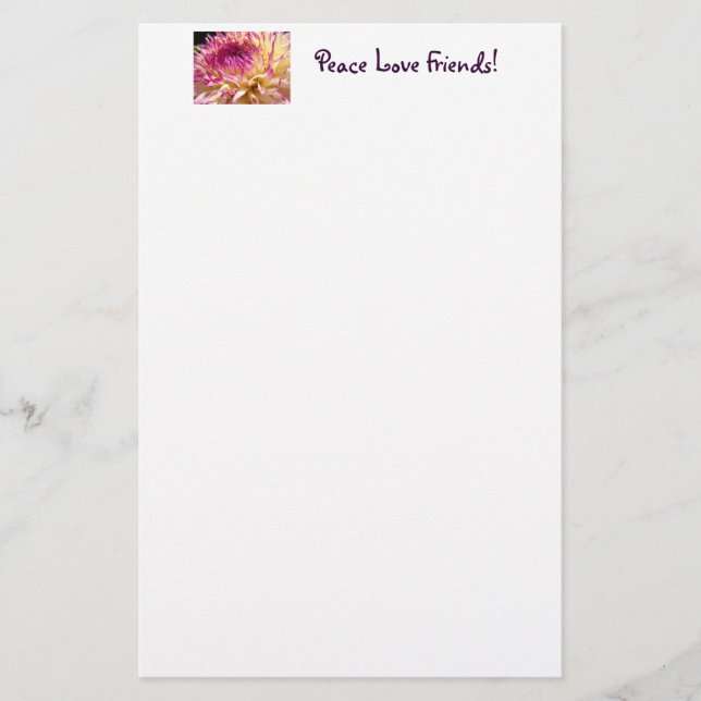 Paz Amor Amigos! papelaria Flores de Dália (Frente)