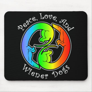 Paz, amor, & cães Mousepad do Wiener