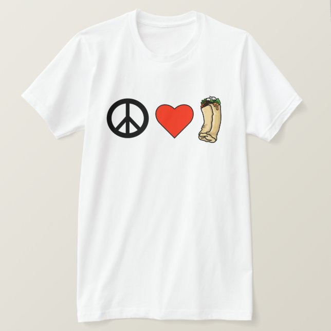 Paz, Amor, Camiseta Burrito (Frente do Design)