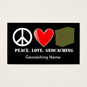 Paz, amor, cartão do Stash de Geocaching