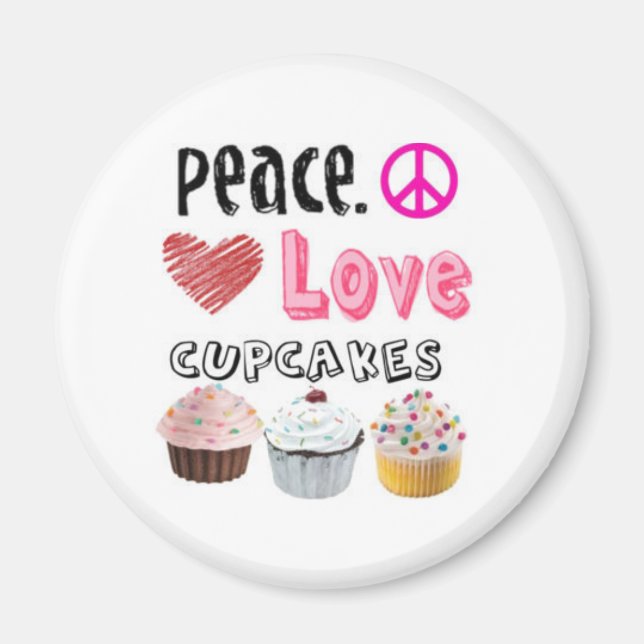 Paz. Amor. Cupcakes. Íman (Frente)
