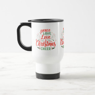 Paz, Amor e Caneca de viagem de Natal - 15 oz