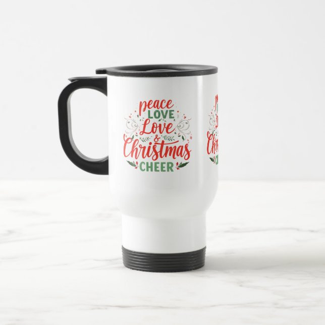 Paz, Amor e Caneca de viagem de Natal - 15 oz (Esquerda)