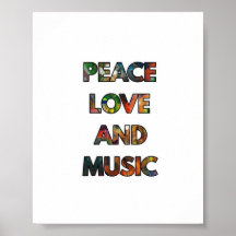 Paz, Amor E Citação De Música Poster