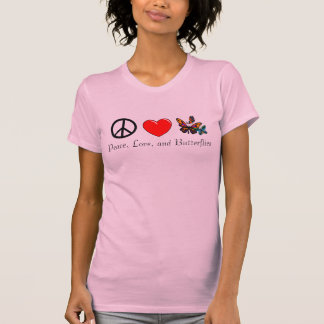 Paz, amor, e t-shirt das borboletas