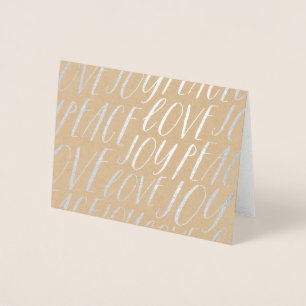 Paz Amor Joy Silver Foil Natal Cartão de Saudação