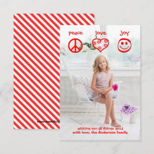 Paz, Amor, Joy Vertical - Cartão de Natal 3x5