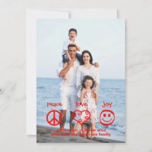 Paz, Amor, Joy Vertical - Cartão de Natal 3x5