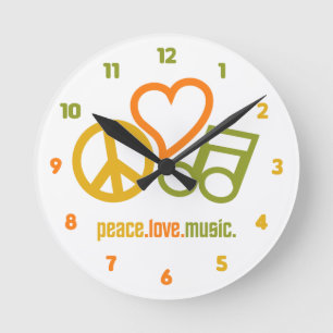 Paz - Amor - Relógio de parede personalizado de mú