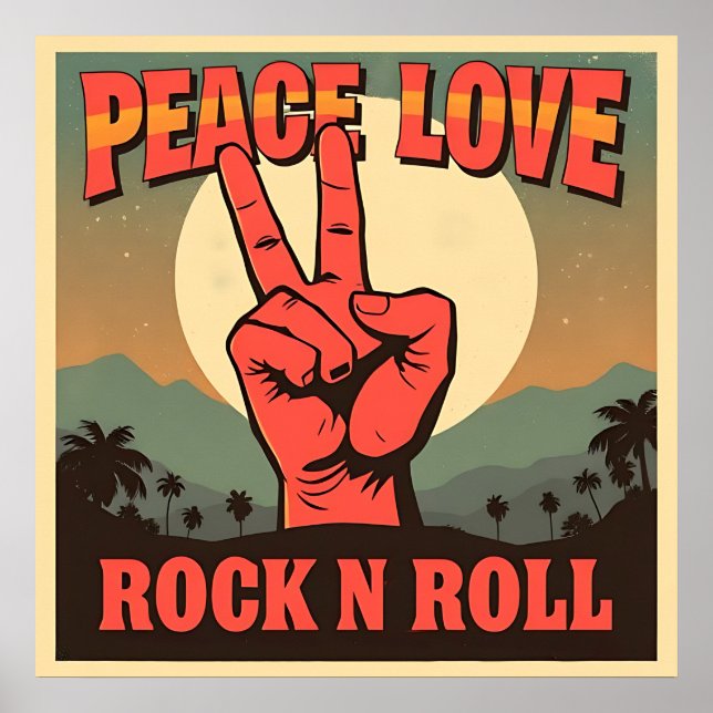 Paz, Amor, Rock n Roll Poster (Frente)