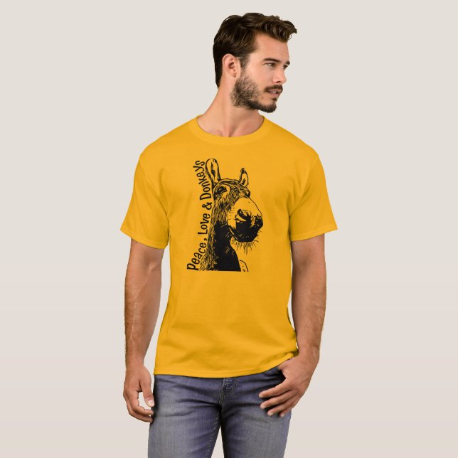 Paz, amor & t-shirt dos asnos (Frente Completa)