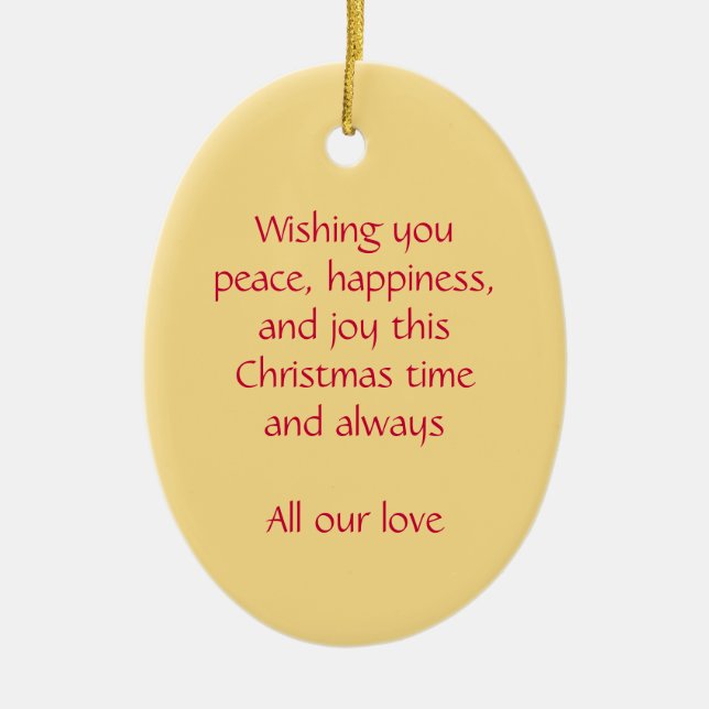 Paz anjo natalino, enfeite vermelho feliz (Frente)