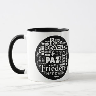 Paz da caneca de café em línguas múltiplas