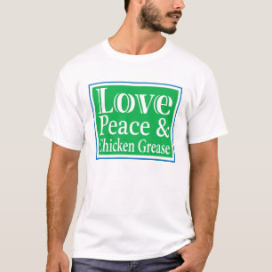 Paz do amor & t-shirt dos homens da graxa da