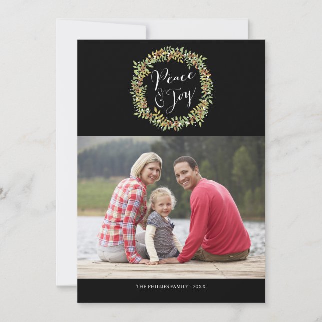 Paz e alegria - Cartões de foto de Natal (Frente)