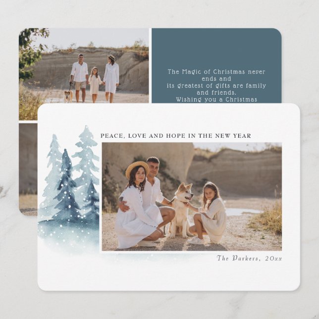 Paz e Amor Esperança | Cartão com fotos de Natal (Frente/Verso)
