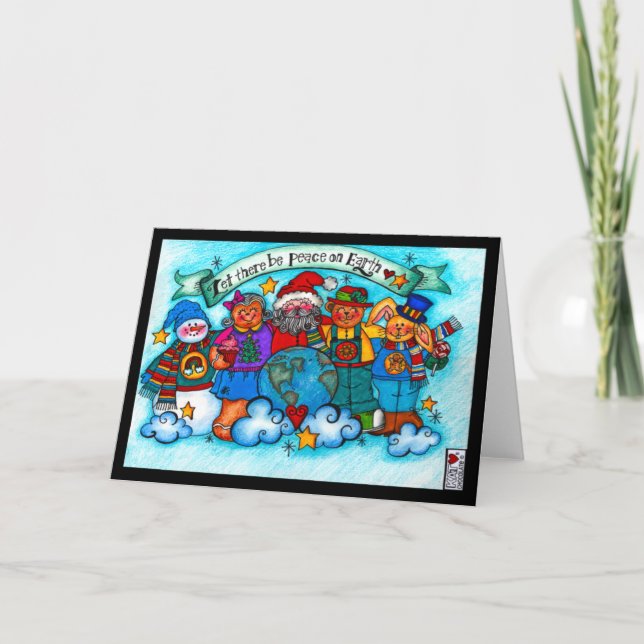 Paz em Papais noeis da Terra e Cartão de Amigos (Frente)