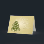 Paz, esperança, cartão de Natal do amor<br><div class="desc">Cartões de cartões de natal dourados para iluminar qualquer um dia! Lit acima da árvore de Natal que deseja a paz,  esperança,  amor.</div>