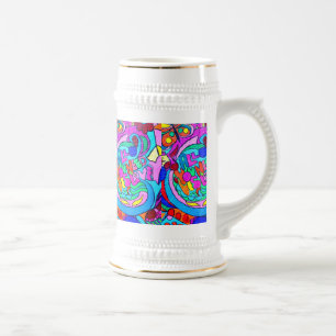 paz hippie e caneca de cerveja de cerveja