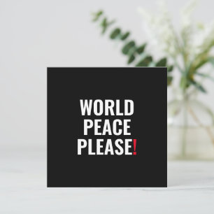 Paz mundial, por favor, sem guerra branco preto