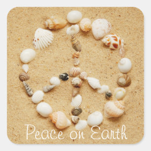 Paz na etiqueta do sinal de paz do Seashell da