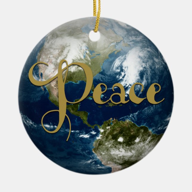 Paz na Terra Ornamento de Árvore de Natal (Frente)