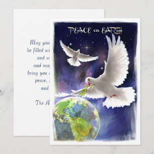Paz na Terra. Peace Doves Flat Cartões de natal