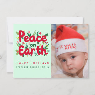 PAZ NO Cartão de Natal PERSONALIZADO DE FOTO DA TE