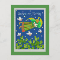 Paz no Earth Angel e Doves - Cartão de Saudação
