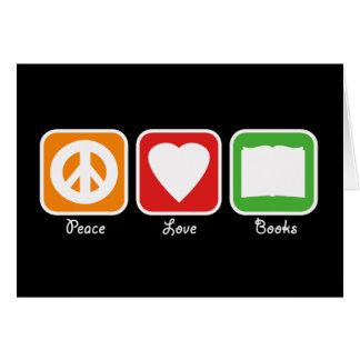 Paz retro, amor, cartão de livros