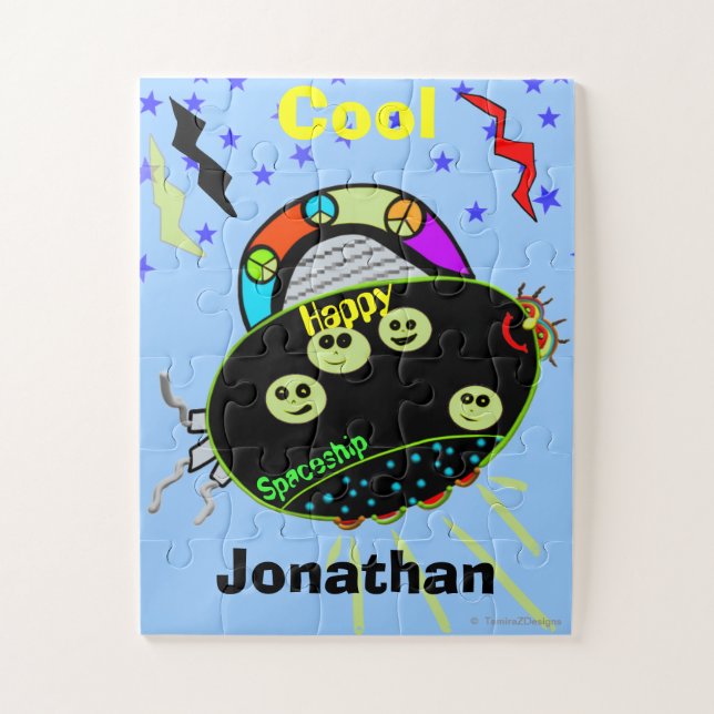 Paz simboliza Quebra-cabeça de nave espacial feliz (Vertical)