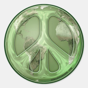 Paz verde na etiqueta da terra
