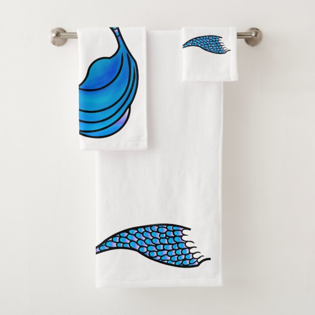 Pé azul da Sereia no Conjunto de Toalhas do Banho (Insitu)