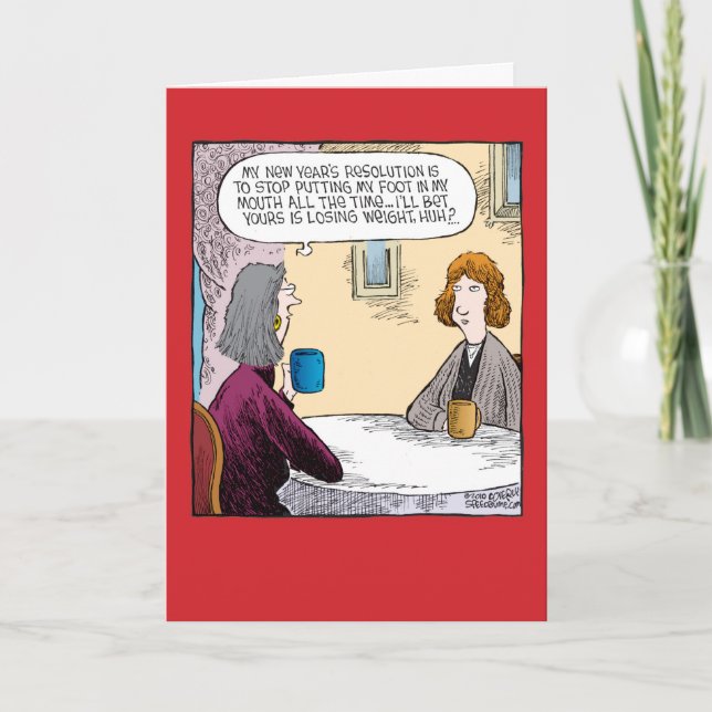 Pé no cartão da piada do ano novo da boca (Frente)