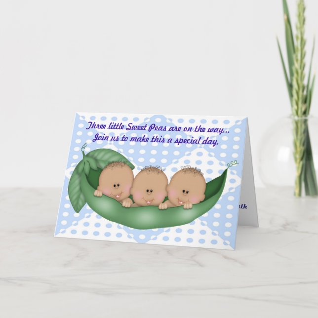 Pea Chá de fraldas Triplets num Convite Pod (Frente)