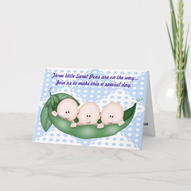 Pea Chá de fraldas Triplets num Convite Pod (Frente)