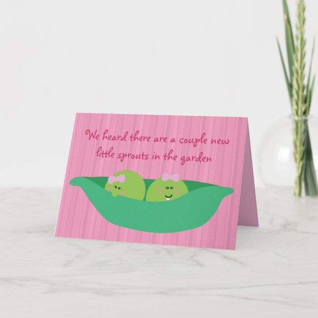 Pea Pod Pals Novas Meninas Cartão de Parabéns (Frente)