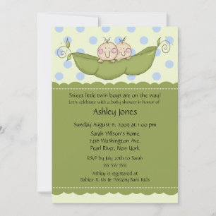 Pea Pod Twin Boys Baby Shower Convites