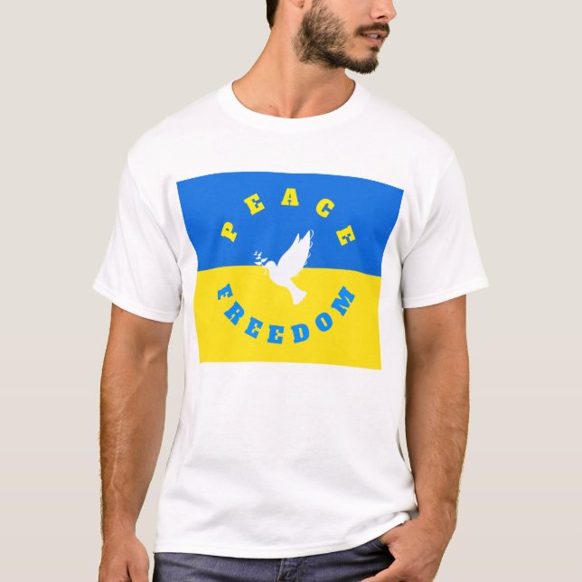 Peace Dove Support Ucraniana T-Shirt - Liberdade (Frente)
